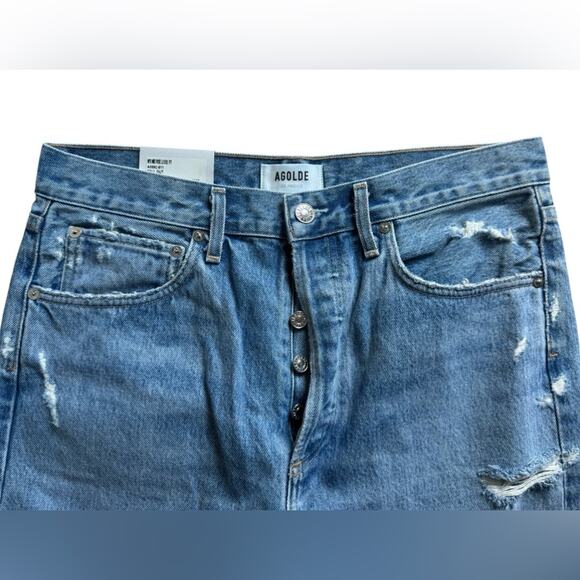 NWT Agolde 90s mid rise loose fit distressed jeans size womens 28 - Picture 2 of 8